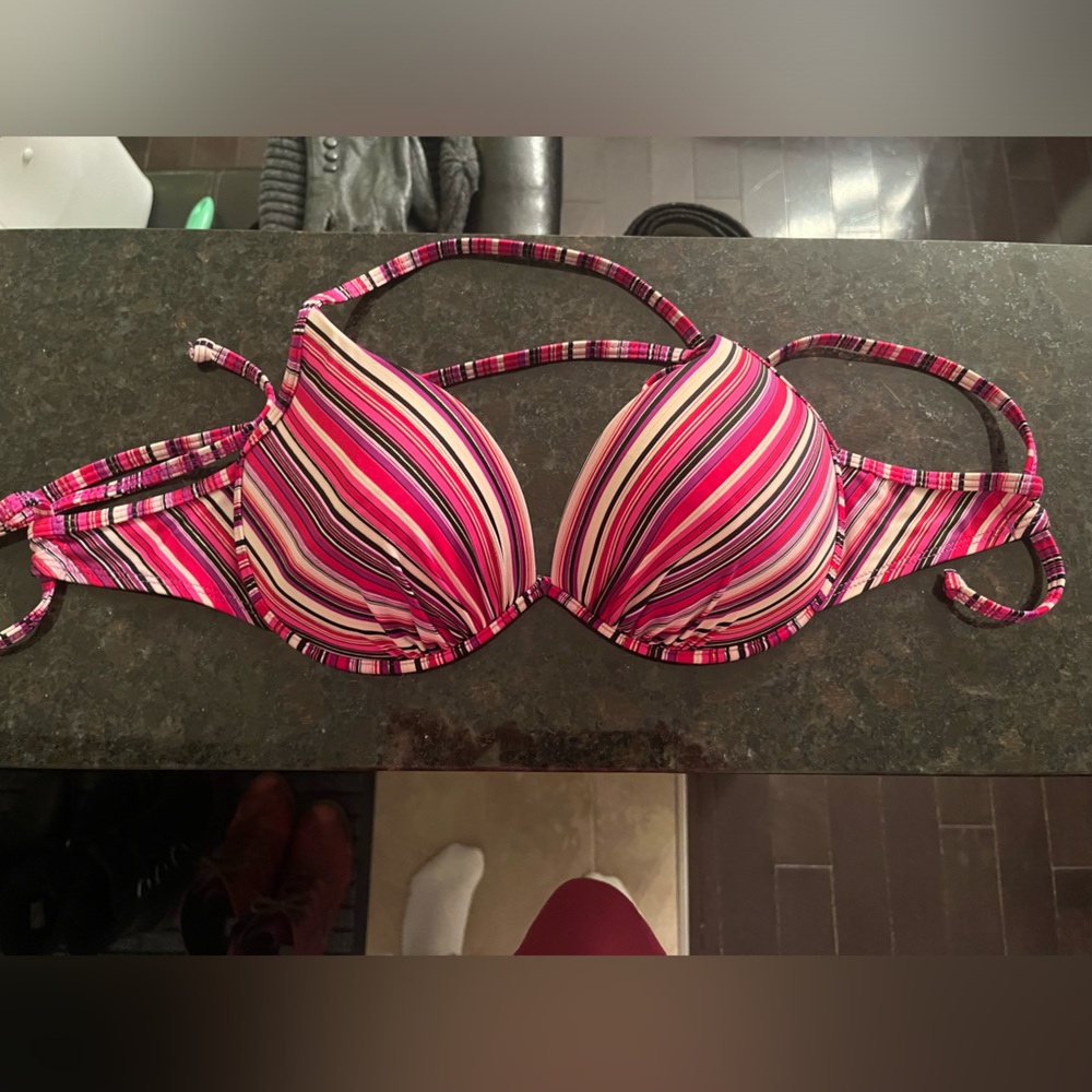 Striped Pink Bikini Top